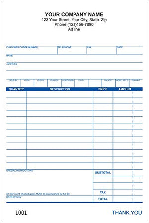 Sales Slip Invoice, 2 Copy (Duplicate), 5.5” x 8.5” - Personalized (4000 Forms)