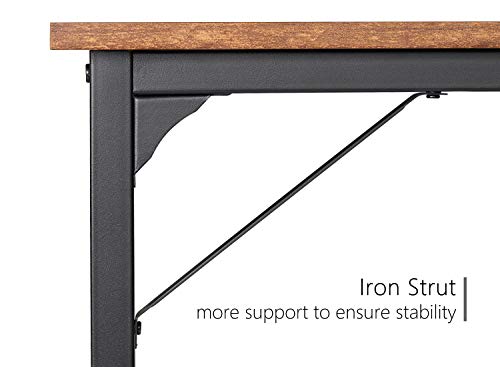 CubiCubi Study Computer Desk 47" Home Office Writing Small Desk, Modern Simple Style PC Table, Black Metal Frame, Rustic Brown