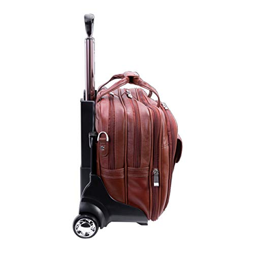 Siamod, VERNAZZA, CERESOLA, Napa Cashmere Leather, 15" Leather Checkpoint-Friendly Patented Detachable -Wheeled Laptop Briefcase, Cognac (46004), 19 5 L x 10 W x 14 25 H