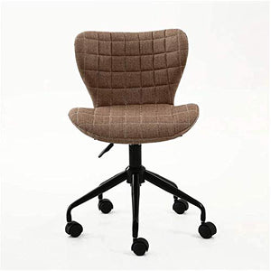 None Modern Fabric Swivel Chair with Wheels Adjustable Ergonomic Office Chair (Khaki)