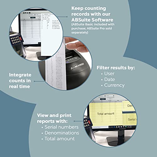 AccuBANKER AB7100 Mixed Bill Value Counter - Bank Business Grade Mixed Denomination Cash Counting Machine W Counterfeit Detection Count Add & Recognize Fake Money Holds 500 Bills Count 1200 Bills/min