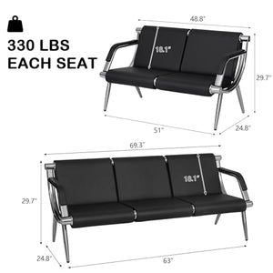 Kinsuite 5-Seats Waiting Room Chairs - PU Leather Airport Reception Benches