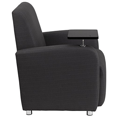 Flash Furniture Gray Fabric Guest Chair with Tablet Arm and Chrome Legs