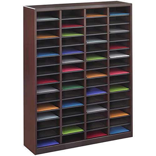 BOWERY HILL Wood 60-Compartment Mail Organizer in Mahogany