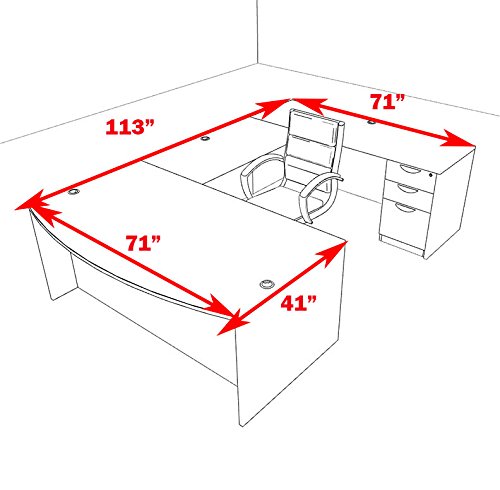 UTM Furniture 4pc U Shape Modern Executive Office Desk OT-SUL-U3