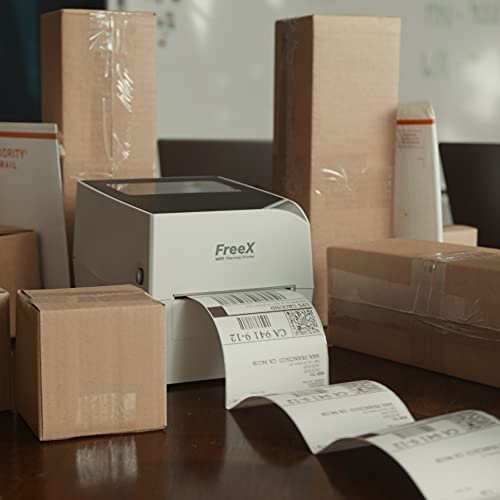 FreeX WiFi SuperRoll Thermal Printer for 4x6 Shipping Labels | White, Wireless Shipping Labels Printer | Works with Zebra, Brother, Dymo Labelwriter 4XL, Rollo, Munbyn, MFlabel, Comer, Polono Labels