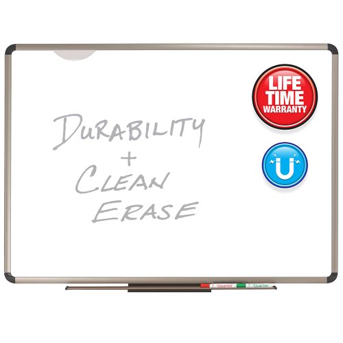 Quartet Euro Prestige Premium Magnetic Duramax Porcelain Total Erase Dry-Erase Board, 4 x 3 Feet, Aluminum/Titanium Finish Frame (P564T)