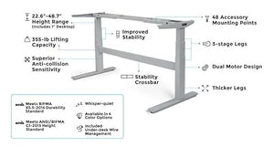 UPLIFTDESK 2-Leg V2-Commercial C-Frame Height Adjustable Standing Desk Frame (Industrial Style) - No Desktop, Advanced Memory Keypad, Free Wire Tray