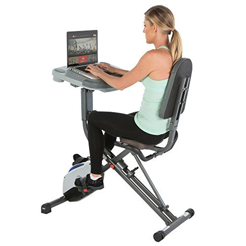 Exerpeutic ExerWorK 1000 Fully Adjustable Desk Folding Exercise Bike with Pulse