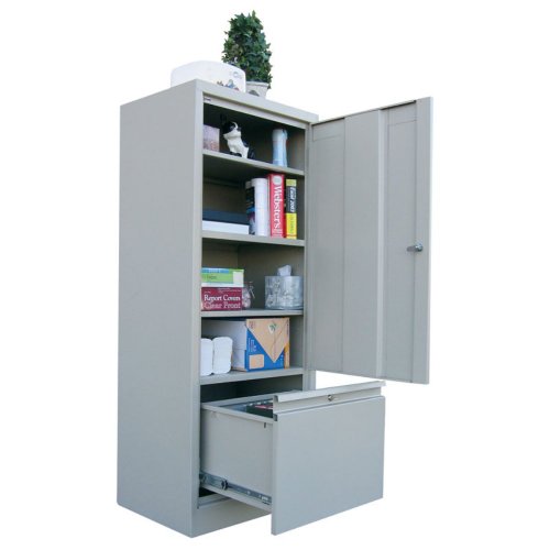 Sandusky Lee HADF301864-01 System Series Single Door Storage with File Drawer, Red