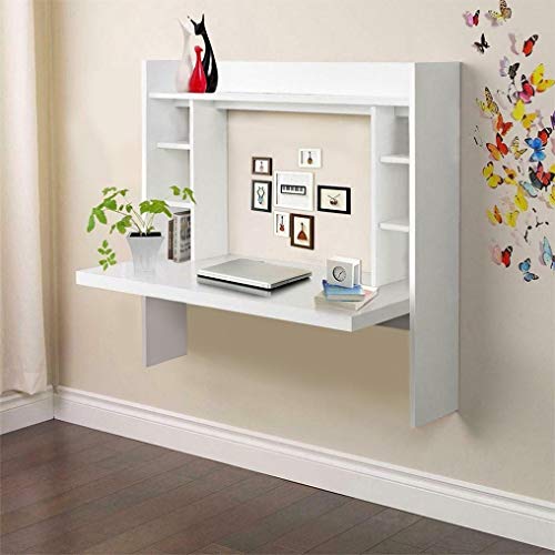 2021 New Floating Desk Shelf Hanging Desk,Anti-Fall,Wall Mounted Computer Desks for Small Space,Compact Workstation Drop-Leaf Table Home Office Table for Laptop PC Notebook, White, US