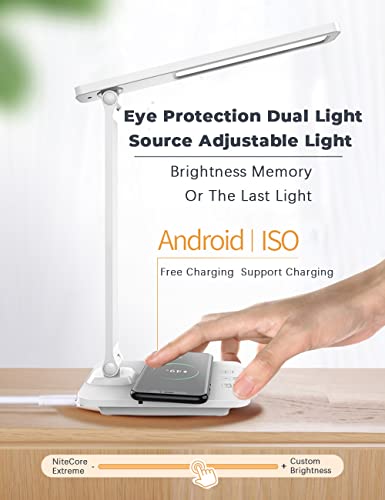 Table Lamp Charging Stepless Dimmable Touch Foldable Desk Lamp Reading Eye Protect Study Night Light (OneColor 10W)