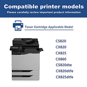 82K1HK0 82K1HC0 82K1HM0 82K1HY0 Toner Cartridge Compatible Replacement for Lexmark CS820 CX820 CX825 CX860 CS820dte CX820dtfe CX825dtfe Printer Toner Cartridge (6 Pack, 3BK+1C+1M+1Y)