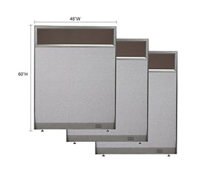 GOF Partial Glass Panel Office Partition Wall Divider (48w x 60h, 3 Qty)