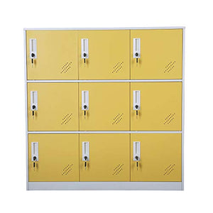 Living Room Organizers and Storage Small Metal Storage Cabinet with Lock for Toy and Cloth and self Belonging Storage (Yellow, 9D)