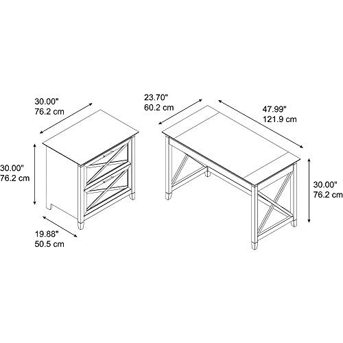Bush Furniture Key West 48W Writing Desk with 2 Drawer Lateral File Cabinet in Bing Cherry