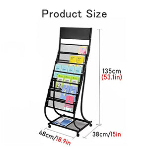 CIRCIR Tall Black 7-Layer Floor Standing Brochure Holder Stand