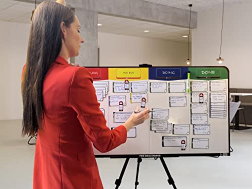 Kanban Board Magnetic, Scrum Board Magnetic Kit, Full Magnetic Project Management Board by pmxboard. 84 Piece Kanban Magnets, Kanban Cards, Scrum Cards Agile Kit. Project Planning Task Board Scrum Kit