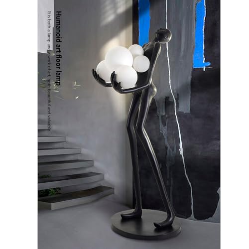 WAGLOS Fiberglass Resin Human Shaped Floor Lamp 160cm, Silver