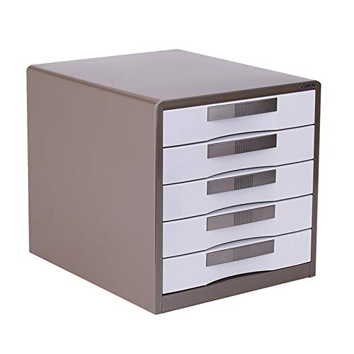 Bxwjg Flat File Cabinet Storage, Desktop Drawer Cabinet with Key Lock, Brown, 5 Draws