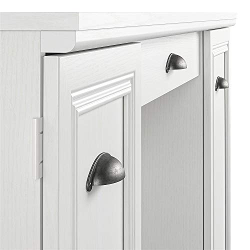 Home Office Desk White Workstation Furniture Cabinet Shelves Storage Organize Drawer Laptop Computer Table PC Study Writing Reading Double Pedestal Design