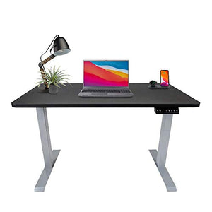 Electric Height Adjustable Standing Desk, Electric Standing Workstation Home Office Sit Stand Up Desk with LED Display Controller and Memory Unit Black Desktop + Gray Frame 60 x 29 Inches