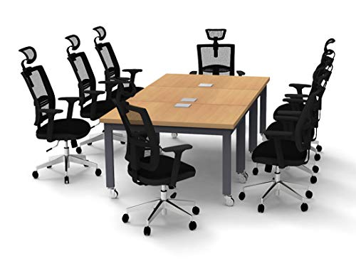 TeamWORK Tables 10 Person Conference Tables Model 6423 Beech X-Thick Tops with Industrial Casters