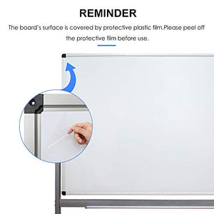 Mobile Dry Erase Board, Double Sided Magnetic White Board, 72X36 Inch, Large Reversible Presentation Whiteboard On Wheels Rolling with Aluminum Stand