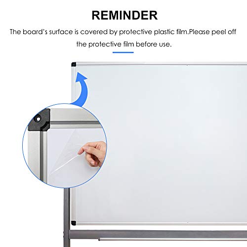Mobile Dry Erase Board, Double Sided Magnetic White Board, 72X36 Inch, Large Reversible Presentation Whiteboard On Wheels Rolling with Aluminum Stand