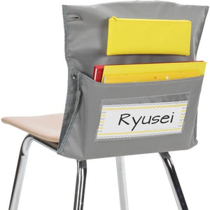 Really Good Stuff Deluxe Chair Pockets – Set of 36 – Classroom Chair Organizer with Pencil Pouch and Name Tag Keeps Students Organized and Classrooms Neat - Gray