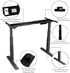 GATFUW Dual Motor Heavy Electric Standing Desk Frame Quick Assembly Height Adjustable Desk DIY Workstation with Touch Memory Controller Motorized Stand Up Desk (Black)