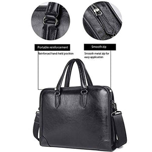 WPHPS Black Business Briefcases,Leather Briefcase for Men Computer Bag Laptop Bag Waterproof Business Travel Messenger Bag for Men Large Tote