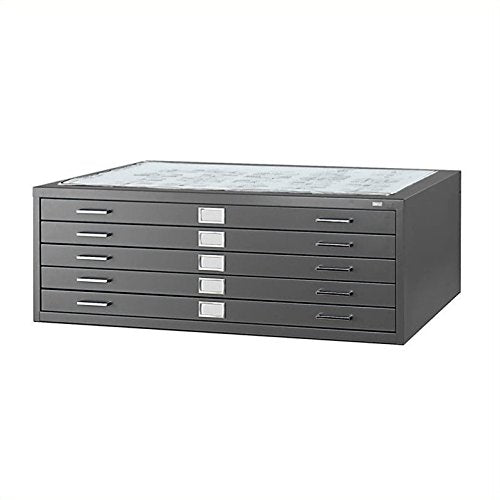 Scranton & Co 5 Drawer Metal Flat Files Cabinet for 36" x 48" Documents in Black