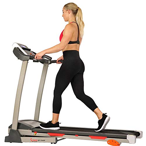 Sunny Health and Fitness SF-T4400 Folding Treadmill with Digital Monitor, Shock Absorption and Incline Bundle with Tech Smart USA Fitness and Wellness Suite, Sport Towel and Extended Protection Plan