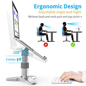 HNTHY Adjustable Laptop Stand Aluminum Laptop Riser, Multi-Angle Height Adjustable 360°Rotation Computer Holder Stand