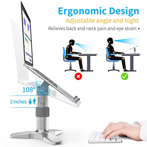 HNTHY Adjustable Laptop Stand Aluminum Laptop Riser, Multi-Angle Height Adjustable 360°Rotation Computer Holder Stand