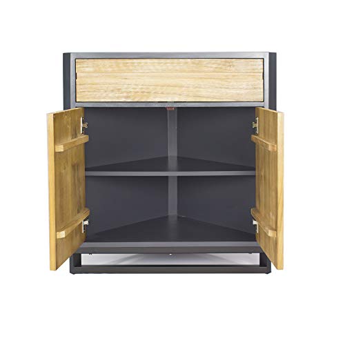 Heather Ann Creations W191126-GWW Nova Modern Rustic 2 Door Corner Cabinet with Top Shelf, 32" Gray