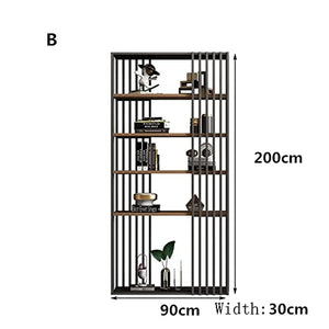 HARAY Simple Floor-to-Ceiling Wrought Iron Bookshelf (Color: B, Size: 90cm)