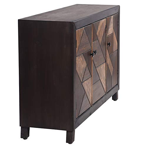 Collective Design Transitional Displaced Chevron Patterned 3-Door Espresso Finish Credenza