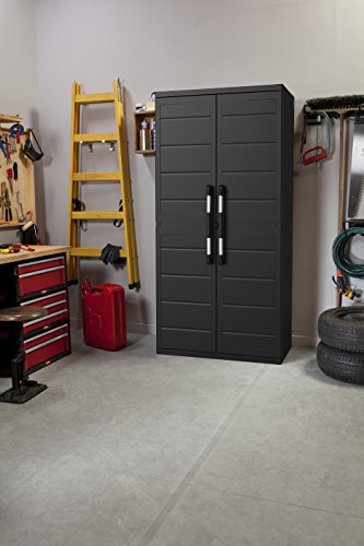Keter XL Plus Freestanding Plastic Utility Cabinet, 34.6" x 17.7" x 71.2", Black