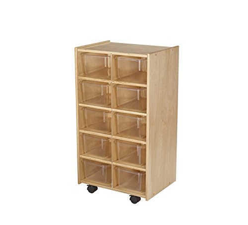 Childcraft Mobile Cubby Unit with Locking Casters, 10 Tray Capacity
