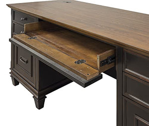 Martin Furniture Hartford Double Pedestal Shaped Desk, Brown - Fully Assembled