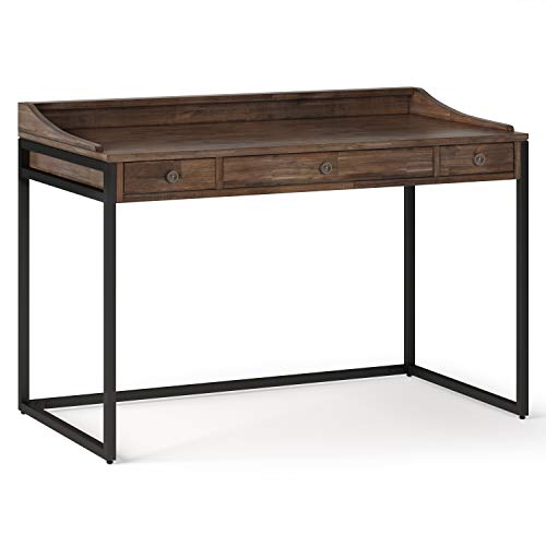 SIMPLIHOME Ralston SOLID WOOD and Metal Modern Industrial 48 inch Wide Home Office Desk, Writing Table, Workstation, Study Table Furniture in Rustic Natural Aged Brown