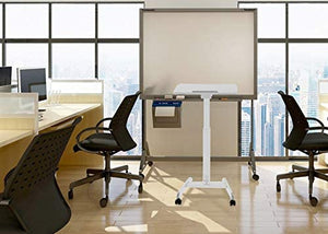 Stand Steady Mobile Podium Desk | Pneumatic Height Adjustment | Tilting Desktop | Rolling Laptop Stand | White