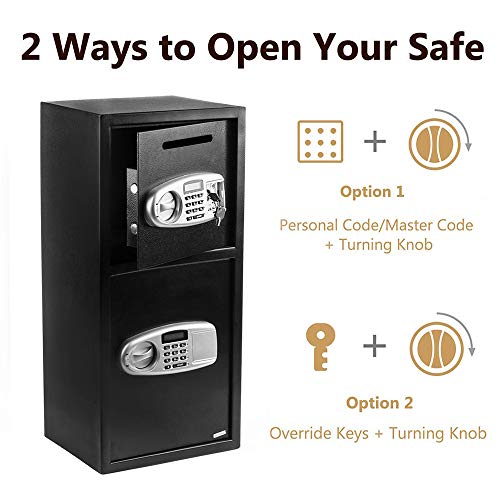 JYOSTORE Security Safe Box Safe Deposit Box with LCD Screen and Digital Lock, Digital Safe Box, with Two Keys,Carbon Steel Construction Great for Home, Hotel and Office