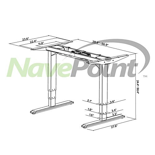 NavePoint Electric Height Adjustable Ergonomic Standing Desk Frame 2-Legs Workstation