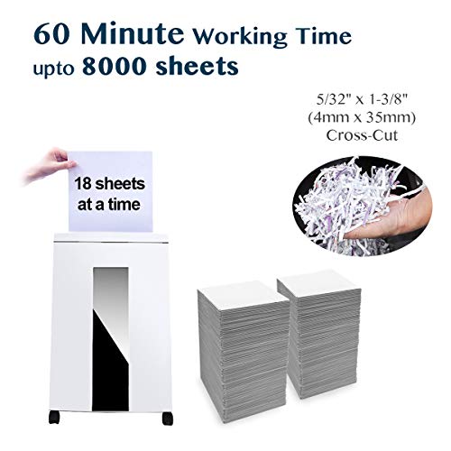 WOLVERINE High Security Cross-Cut Shredder 18-Sheet Capacity 60-Minute Runtime 6-Gallon Waste Bin SD9113 (White ETL)