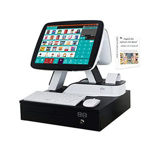 MEETSUN All in One POS Cash Register 15'' Touch Screen Windows PC with Built-in 2 1/4'' Thermal Receipt Printer for Retail Businesses SET01