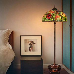 LRJSKWZC Tiffany Style Floor Lamp 26" Retro Creative Color Glass Poppy Pure Copper