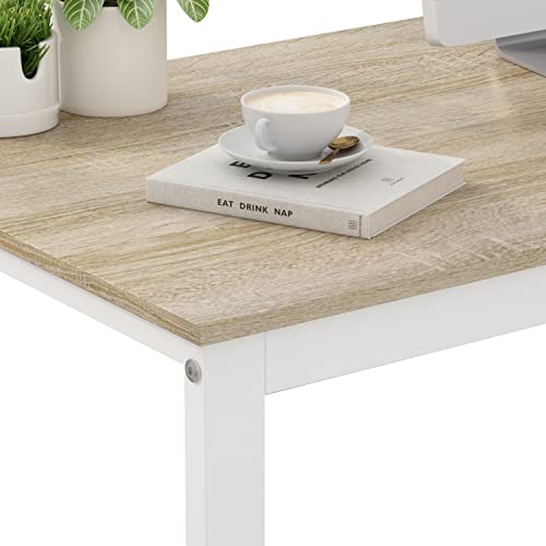 Homsee L-Shaped Home Office Computer Desk with Storage Cabinet - Walnut and White